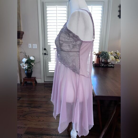 Avidlove Lace Mesh Babydoll Chemise XL Romantic Sheer V-Neck Lingerie Nightie - Picture 9 of 10